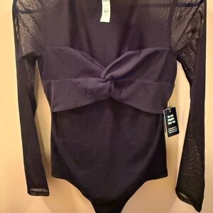 Express  Black  Twist Front Bodysuit